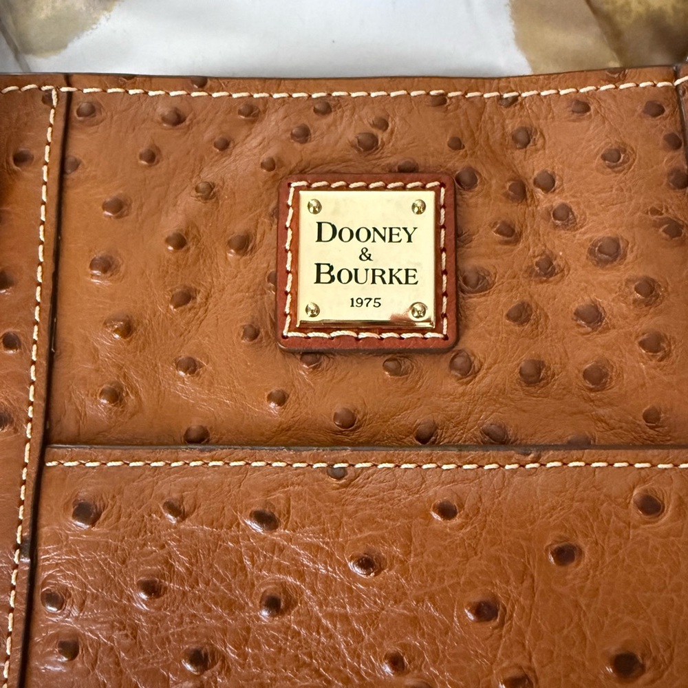 Dooney & Bourke Tan Ostrich-Embossed Tote - Picture 2 of 12